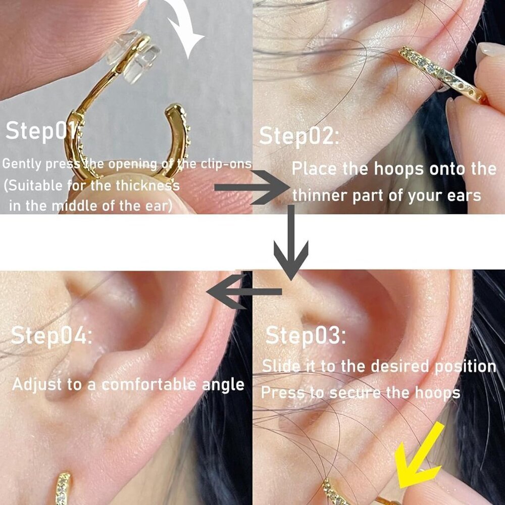 Fashionable Gold Clip On Hoop Earrings - 14mm for Sensitive Ears, Perfect Gift! - Picture 5 of 7